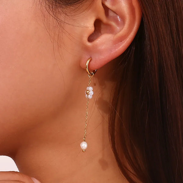 White Drop Earrings | Stainless Steel