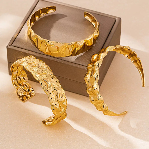 Golden Geometric Bangle | Alloy