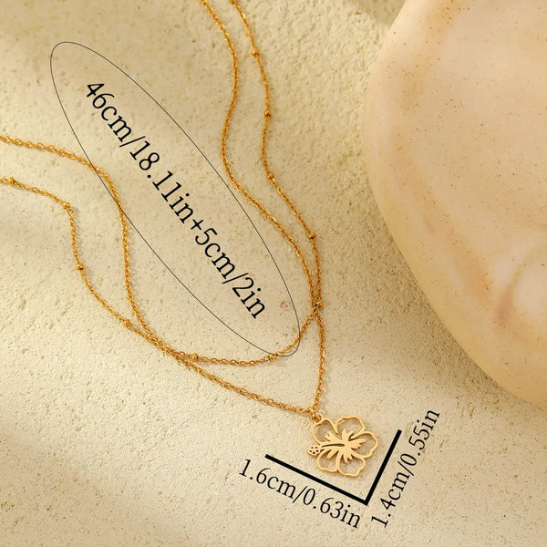 Floral Pendant Necklace | Stainless Steel