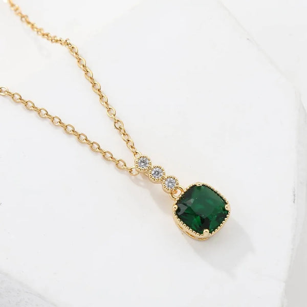 Vintage Zircon Pendant Necklace | Stainless Steel