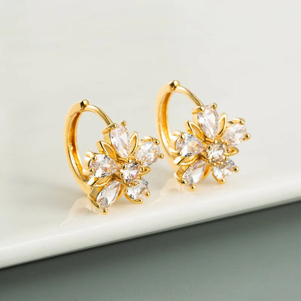 Zircon Floral Earrings | Copper