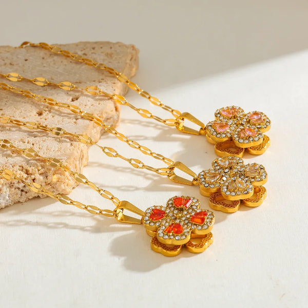 Floral Pendant Necklace | Stainless Steel