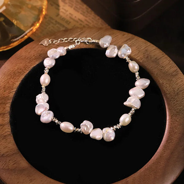 Geometric Pearl Bracelet | 925 Sterling Silver