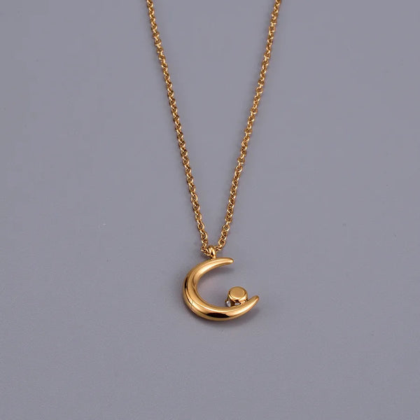 Zircon Celestial Pendant Necklace | Titanium Steel