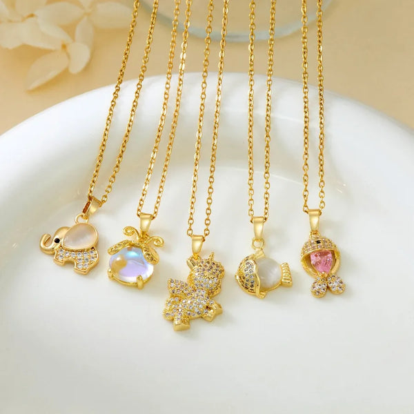 Pink Zircon Pendant Necklace | Stainless Steel