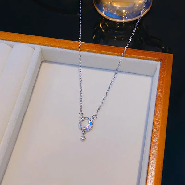 White Celestial Pendant Necklace | Stainless Steel