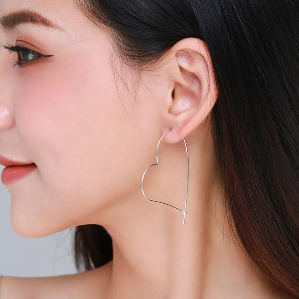 Heart Hoop Earrings | 925 Sterling Silver