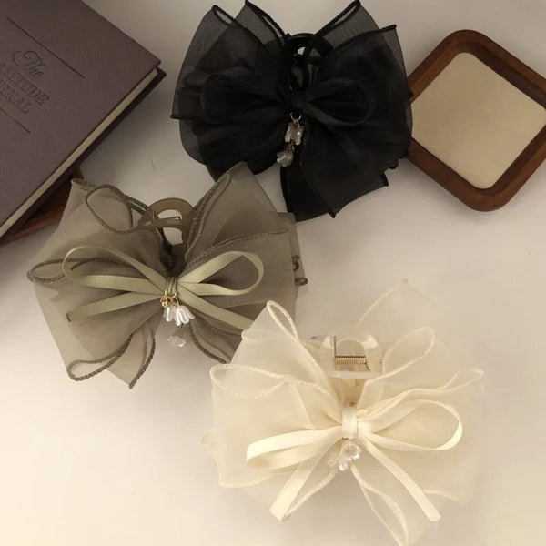 Bow Floral Hair Claw Hair Clip | Gauze