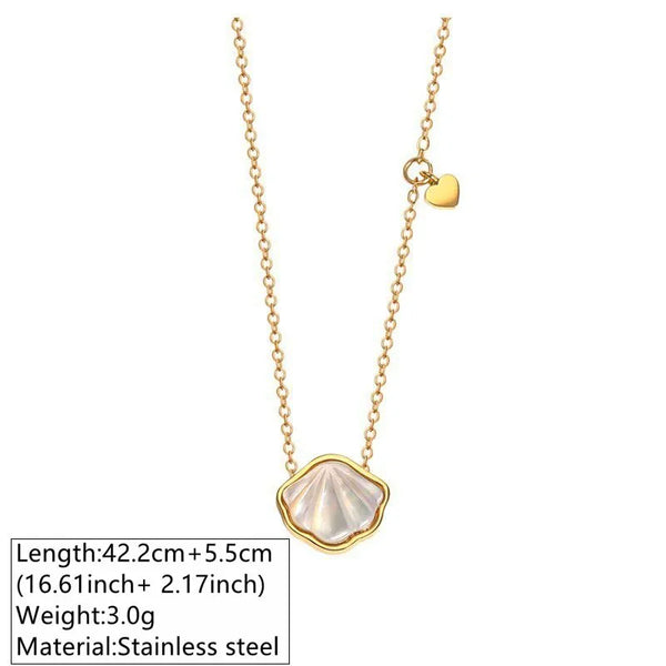 Shell Geometric Pendant Necklace | Stainless Steel