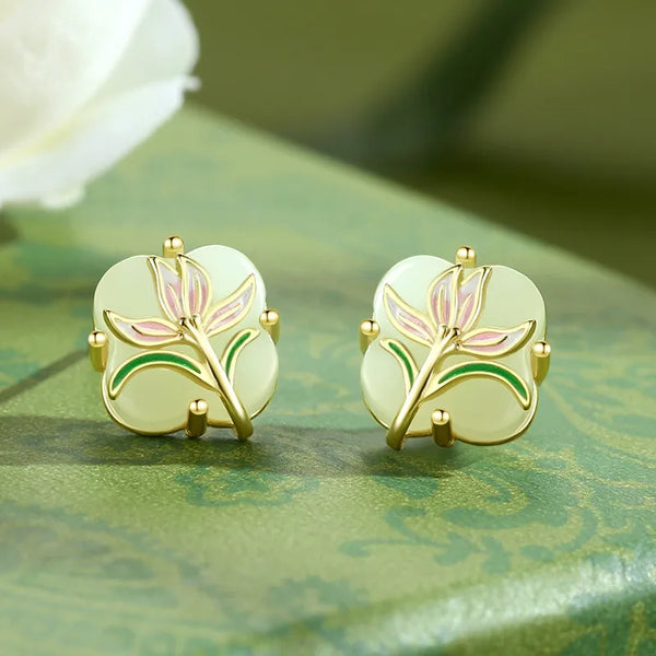 Leaf Floral Stud Earrings | 925 Sterling Silver
