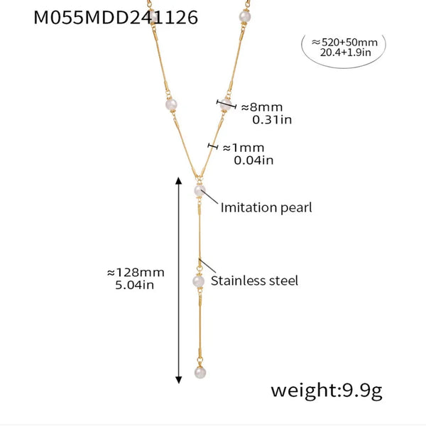 Snake Chain Pearl Necklace | Stainless Steel