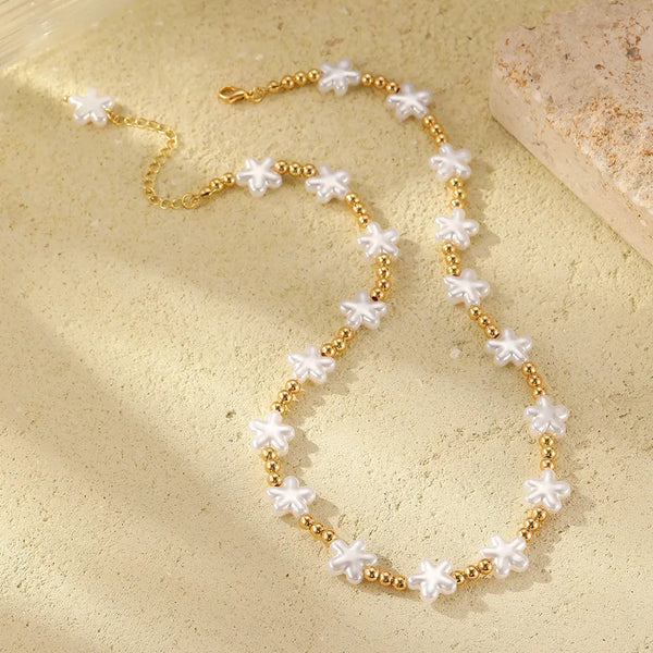 Artificial Pearl Choker Necklace | Copper