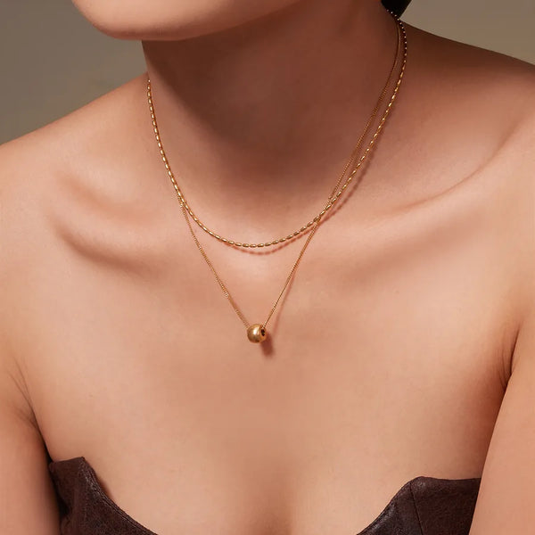 Gold-Plated Zircon Necklace | Stainless Steel