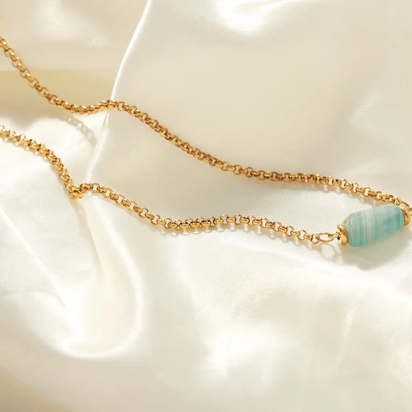 White Natural Stone Necklace | Stainless Steel