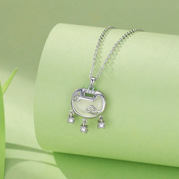 Chinese Geometric Pendant Necklace | 925 Sterling Silver