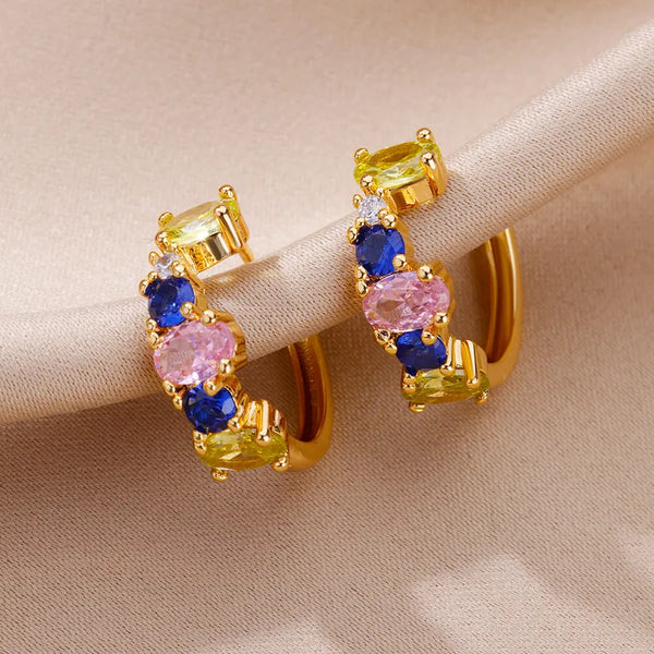 Asymmetric Zircon Earrings | Copper