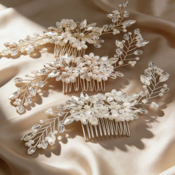 Rhinestone Artificial Pearl Hair Comb Headband | Crystal