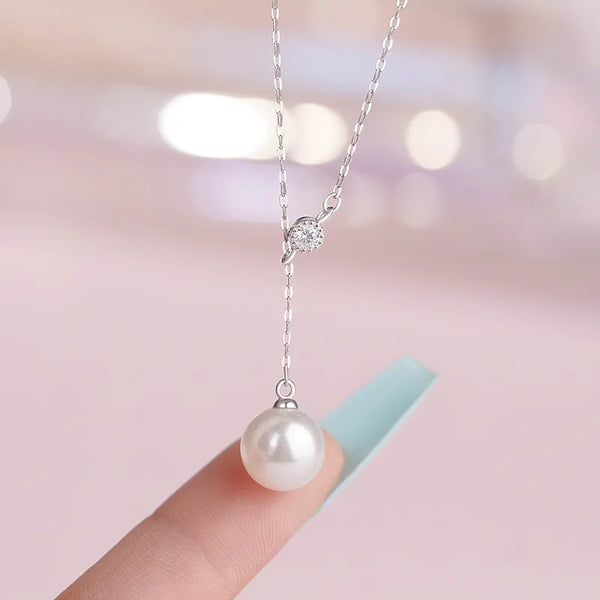 Geometric Rhinestone Pendant Necklace | 925 Sterling Silver